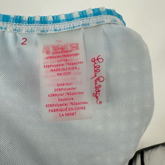 Lilly Pulitzer Pico High Cut Bikini Bottom Plaid Blue Size 2 Turquoise Oasis - Picture 5 of 11